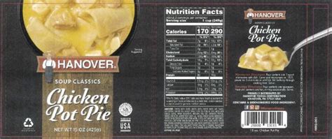 15K pounds of Hanover chicken pot pie soup recalled